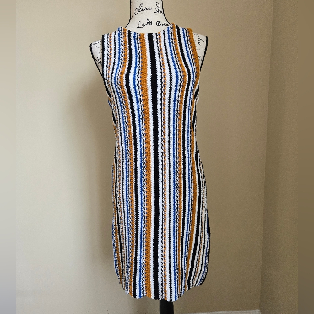 Zara knit sleeveless knit sweater dress retro stripe womens S